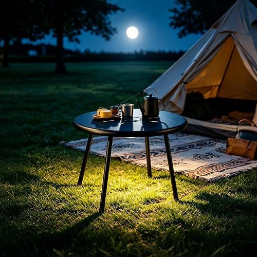 Meluvici Outdoor Side Table, 19.7" Round Solar Coffee Table with LED Lights, Waterproof Metal Patio End Table for Garden, Backyard, Balcony, Deck, Patio Furniture thumbnail 8