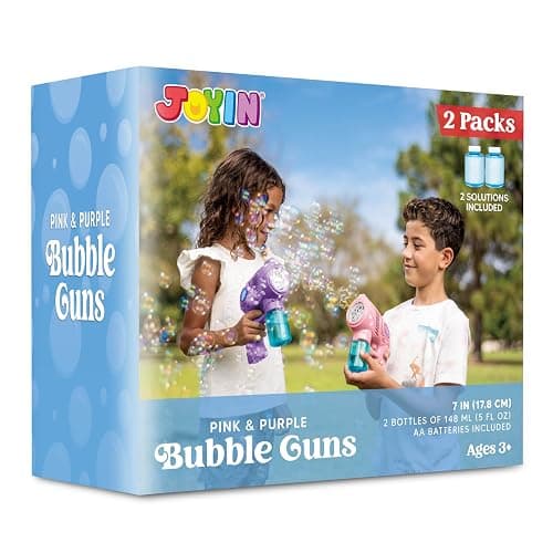 JOYIN 2 Bubble Guns with 2 Bottles Refill Solution, Bubble Machine Gun for Kids, Toddlers, Party Favors, Summer, Outdoors Activity, Wedding, Easter, Birthday Gift thumbnail 7
