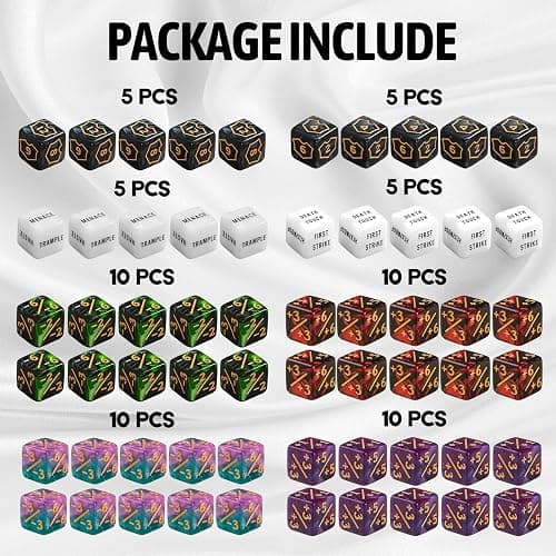 60 PCS MTG Dice Counters Keyword Counters Life Counter 1/+1 counters Commander Buff Tokens 6 Sided Dice Set for MTG, TCG, Card Games Accessories thumbnail 3