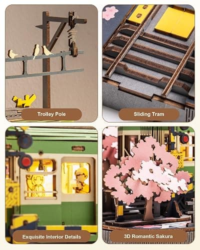 Wowood 3D Wooden Puzzles for Adults-Sakura Journey Tram, Model Car Kits Building Set for Adults, DIY Hobby Craft Kits Creative Gift (223PCS) thumbnail 7