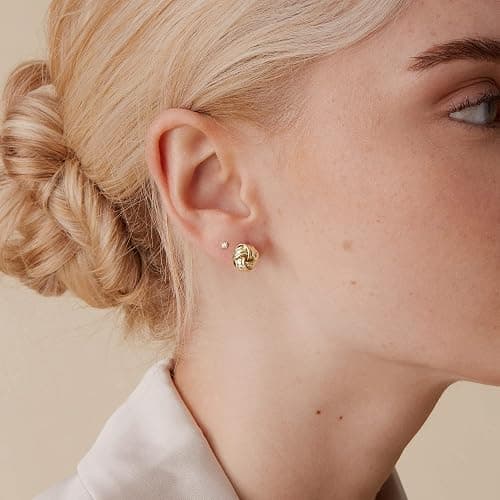 PAVOI 14K Gold Plated 925 Sterling Silver Post Love Knot Stud Earrings | Gold Earrings for Women thumbnail 2
