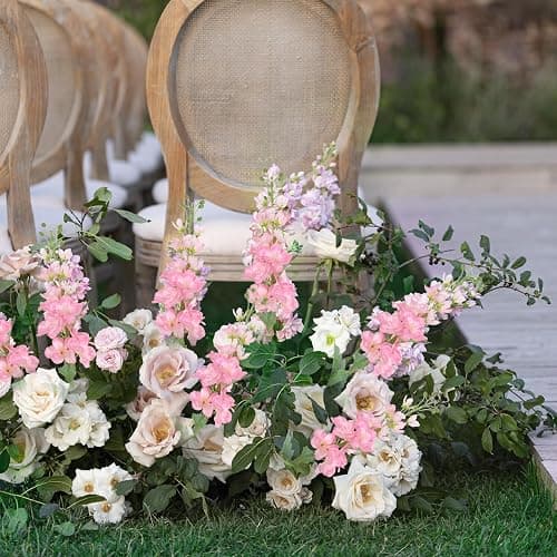 ICBOX 8PCS Pink Artificial Delphinium Flowers with Clematis Greenery Long Stem Artificial Flowers for Tall Vase for Home Wedding Floral Arrangement Centerpiece Table Decor (Pink) thumbnail 5
