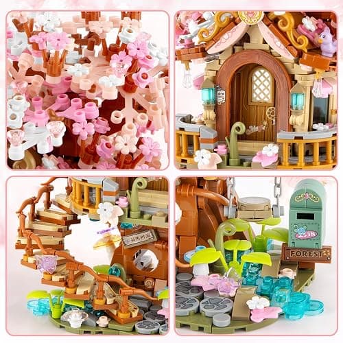 Vziimo Cherry Blossom Bonsai Tree Building Sets, Japanese Tree House Model Sets, 1149 PCS Mini Bricks Creative Gifts for Teens Adults 14+ thumbnail 4