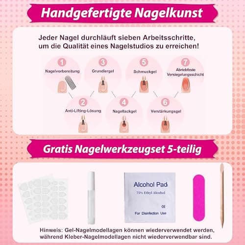 24 Stück Press on Nails Kurz, Oval Künstliche Nägel im Weiß-europäischen Flammenstil, French Nägel Zum Aufkleben, Glossy Mandel Kunstnägel Press on Nails mit Nagelkleber für Frauen (Silver flame, 24x) thumbnail 7