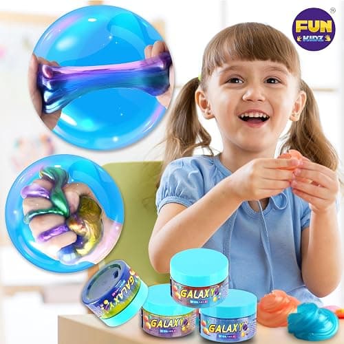 35.16 FL OZ Galaxy Glowing Slime for Kids, FunKidz 1040ML Premade Space Slime 8 Packs Toy for Girls Slime Kit with Neon, Glow, Metallic Fun Boys Craft Great Party Gifts thumbnail 5