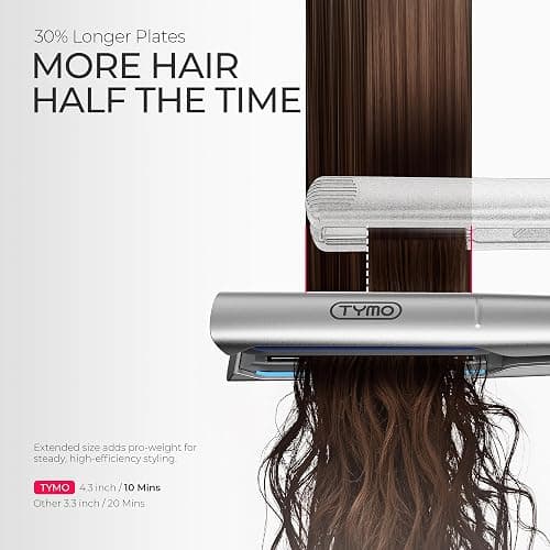 TYMO FLAIGHT Holo New-Gen Flat Iron Hair Straightener and Curler 2 in 1, 1" Long Ceramic Plates, 3X Smoother Glide, 2X Faster Styling with Less Damage, Ionic Straightener for Women, Metal Grey thumbnail 3