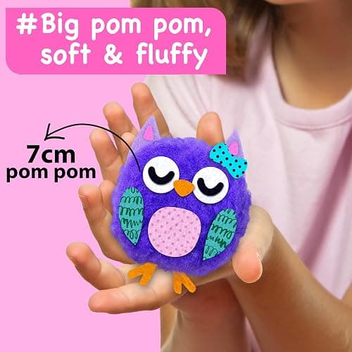 EZCRA Kids Crafts Ages 4-8 – 10 Plush Pom Pom Animal All-in-One DIY Craft Set – Felt Stickers, Educational & Creative Gift for Girls & Boys thumbnail 4