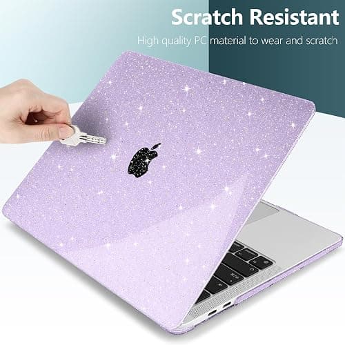 DONGKE for MacBook Pro 13 inch Case 2023 2022 2021 2020 Release Model A2338 M2/M1 A2289 A2251 with Touch Bar & Touch ID, Glitter Bling Plastic Hard Shell Case & Keyboard Cover, Star Purple thumbnail 6
