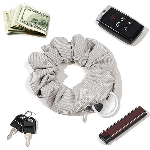 Pocket Scrunchies Hair Ties with Hidden Zipper Stash Scrunchy Ponytail Holder Secret Compartment Items - 1 Count (Pack of 4) - Basic Color thumbnail 3