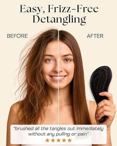 Lily England Teen Girl Gifts Trendy Stuff - Gentle Detangler Hair Brush for Curly, Thick, Straight & Natural Hair - Attractive Gift for Teen Girls with Flexible Bristles for Wet & Dry Hair, Rose-Gold thumbnail 2