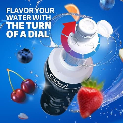 Cirkul 22oz. Black Plastic Grip Squeeze Water Bottle & Sport Lid, BPA-Free, Non-Slip Design for Gym, Biking & Sports with Flavor Cartridge Included (FitSip Mixed Berry) thumbnail 6