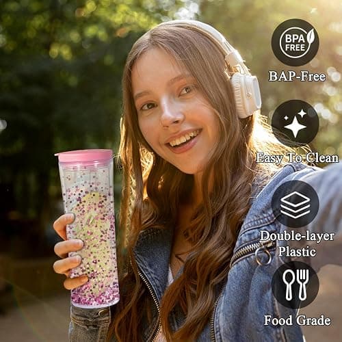 CHLJAR 25oz Acrylic Snowglobe Cups, 6pack Plastic Snow Globe Cup with Lids and Straws, Snowglobe Tumblers with Pre Drilled and Plug, Glow in the Dark,Individually Packaged thumbnail 6