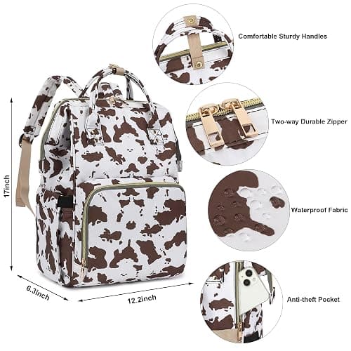 Yusudan Laptop Backpack for Women Men, 15.6 inch College School Backpack Bookbag for Work/School/Travel/Business (Cow Print Brown) thumbnail 5