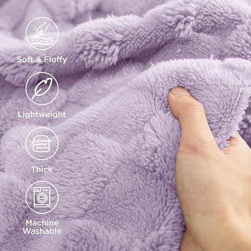Bedsure GentleSoft Lavender Fog Throw Blanket for Couch - Checkered Fleece Blankets Gifts for Women Men Girls, Cute Soft Cozy Throw for Bedroom Home Decor Gifts, 50x60 Inches thumbnail 4