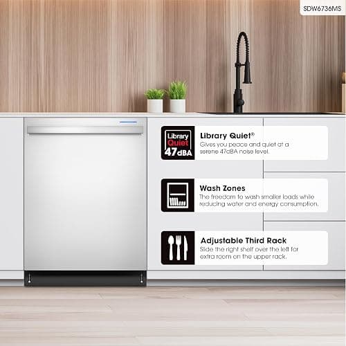 Sharp SDW6736MS 24-inch Stainless Steel Dishwasher, Third Rack, Library Quiet 47 dB, Power Wash Sprayer thumbnail 3
