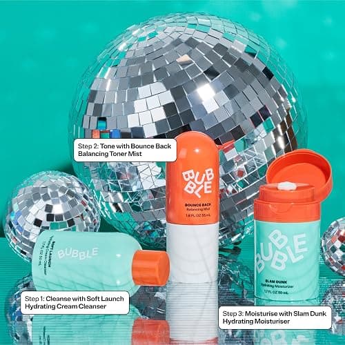 Bubble Skincare Silky Season 3-Step Hydrating Skin Care Set - Travel Size Skincare for Dry Skin - Soft Launch Cream Cleanser, Bounce Back Hydrating Toner Spray & Slam Dunk Moisturizer (3 Count) thumbnail 4