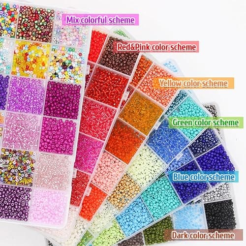 EuTengHao Perles de rocaille en verre de 3mm pour kit de fabrication de bracelets, 8/0 petites perles pour bracelet, collier, bijoux (36000pcs, 144 couleurs) thumbnail 3