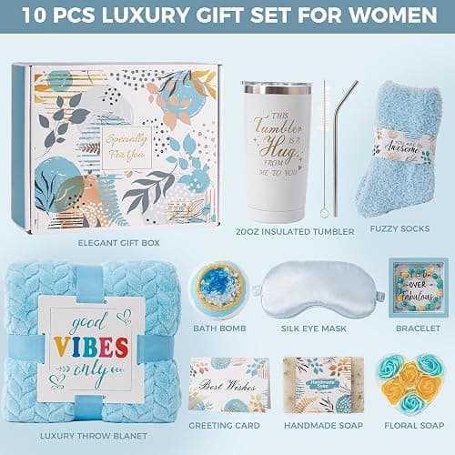 Birthday Gifts Basket for Women,Get Well Soon Thinking of You Gifts Relaxing Spa Gifts Self Care Package Box w/ Luxury Blanket,Unique Mothers Day Gifts for Mom Her Best Friend Wife Grandma thumbnail 5
