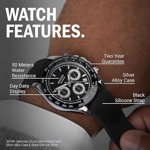 Sekonda Classic Circuit Men's 43mm Chronograph Watch with Analogue Date Display, and Stainless Steel Strap thumbnail 3