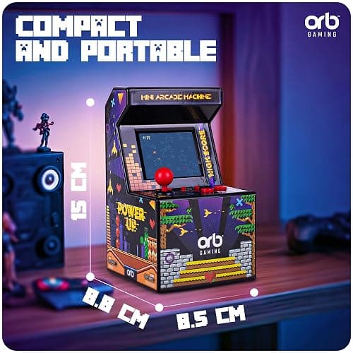 Orb - Mini Arcade Machine, 300 in-Built Games, 8-Bit Retro Arcade Games, 2.5” Full Colour Screen, 8-Way Joystick, 2 Buttons, Volume Control thumbnail 2