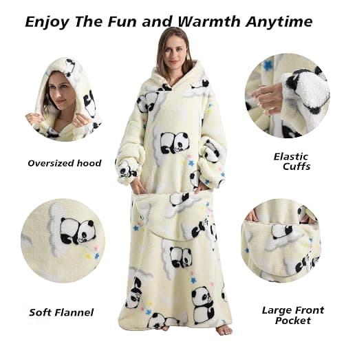 Huahomehui ZXIMU Blanket Hoodie, Wearable Blanket Extra Long Hoodie Blanket for Women Comfy Snugaies for women. thumbnail 2