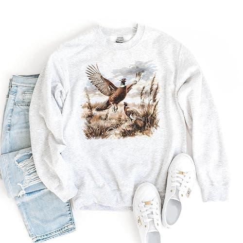 Vintage Pheasant Wilderness Scene Sweatshirt - 90s Vintage Pheasant Bird Sweatshirt - Scenic Fall Upland Hunting Nature Sweater - Unisex Graphic Crewneck Sweatshirt thumbnail 6
