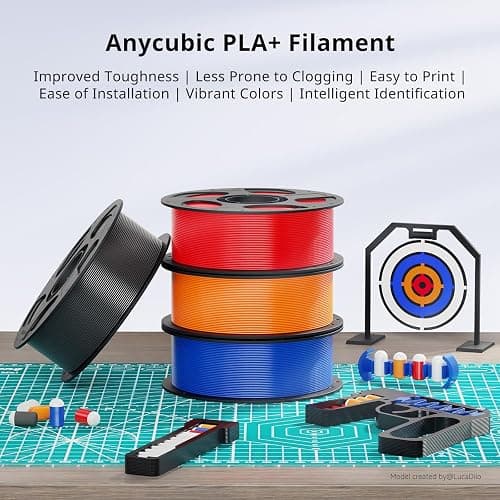 ANYCUBIC PLA Plus (PLA+), 3D Printer Filament 1.75mm Bundle, High Toughness, 1KG Spool, Black, White, Texture Grey, Pink, Red, Blue, Green, Orange, Yellow, Purple, 10KG in Total thumbnail 2