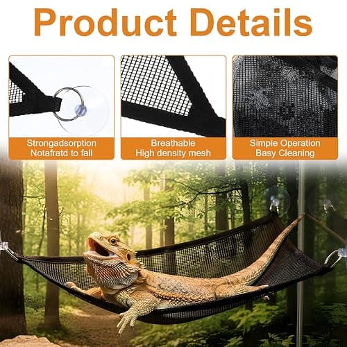 Abeillo 2Pcs Bearded Dragon Hammock, Breathable Mesh Reptile Hammock Lizard Tank Accessories, Triangle Geckos Hammocks for Bearded Dragons, Snakes, and Axolotls, Perfect Beard Dragon Tank Accessories thumbnail 4
