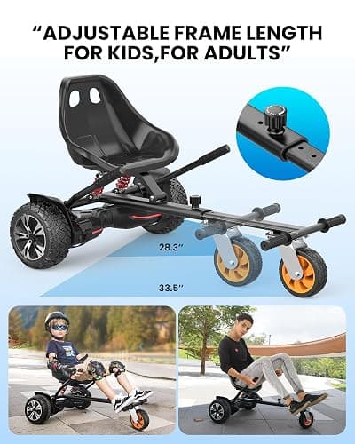 Gyroor Self Balancing Scooters Seat Attachment - Go Kart Conversion for 6.5'' to 10'' Self Balancing Scooters, Adjustable Frame Length, Perfect for Kids and Adults thumbnail 3