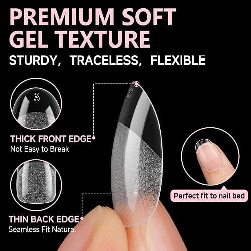 UNA GELLA Oval Round Nail Tips Half Matte 504pcs Gel Nail Tips | Short Oval Round Nail Extension Easily DIY False Fake Acrylic Press On Nails, 12 Sizes Gelly Tips thumbnail 4