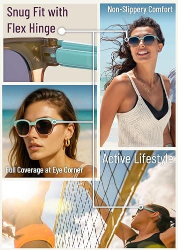 Leafael Polarized Sunglasses Women's Trendy Two Tone Design, UV400 100% Protection, Retro Square Frame, Lifestyle & Active thumbnail 2