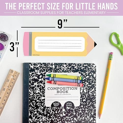 Hadley Designs Desk Name Tags for Classroom - 36 Student Desk Name Plates for Classroom Decor, 9x3 Pastel Nametags Cubby Labels Teacher Supplies, 1st 2nd 3rd Grade Kindergarten Preschool Must Haves thumbnail 2