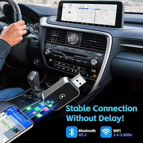 Wireless CarPlay Adapter for iPhone – Convert Wired to Wireless CarPlay Dongle Plug & Play 5GHz WiFi Fast Connection Low Latency for Cars 2016+（iOS Only thumbnail 6