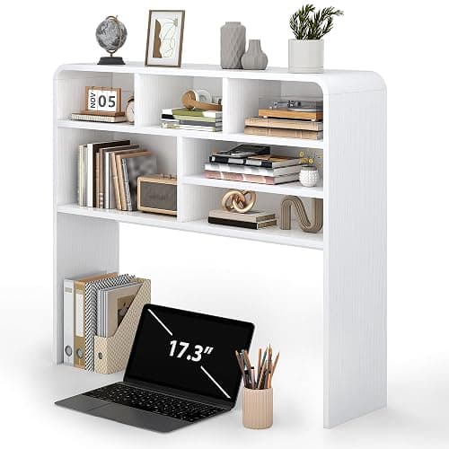 Homiflex 5-Tier Desk Shelf, 37.4''W Desktop Bookshelf for Computer Monitor, Desktop Organizer Shelf Storage Rack with 6 Cubbies, 5-Level Desk Hutch Display Rack for Home, Office, Dorm, Vanity, White thumbnail 7