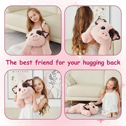 GILFWM 25" 5 lbs Weighted Stuffed Animals Pig :Big Large Weighted Plush Animal,Cute Plushie Pillow Toys, Ultra-Soft Washable Weighted Plush Pillowfort Gifts for Adults Kids Girls Boys Women thumbnail 4
