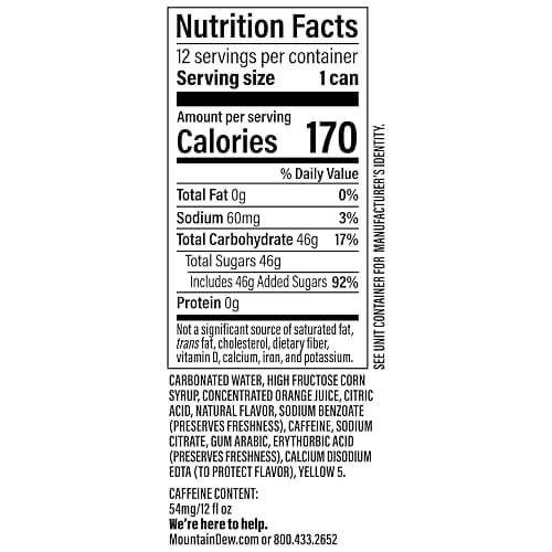 Mountain Dew Soda, 12 Fl Oz Cans (Pack of 12) thumbnail 2
