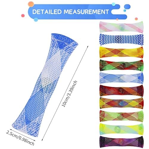 AKlamater 10 Packs Marble Mesh Fidget Toys, Mesh Tube with Marble Fidget Toy, Sensory Anxiety Stress Relief Toys Focus Sensory Marble Toys(Multi-Color) thumbnail 3