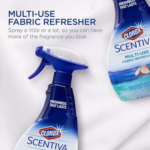 Clorox Scentiva Fabric Refresher Spray for Household Home Fabrics, Odor Refreshing Spray for Upholstery, Curtains, Bedding and Carpets, Pacific Breeze Coconut Scent, 16.9 Fl Oz thumbnail 5