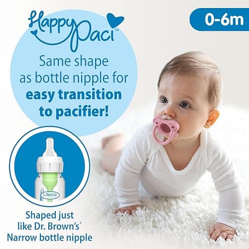 Dr. Brown's Anti-Colic Baby Feeding Set with Slow Flow Nipples, Travel Caps, Silicone Pacifier - Pink thumbnail 6