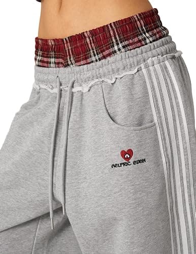 Aelfric Eden Baggy Wide Leg Sweatpants for Women Men Double Elastic Waisted Streetwear Y2K Casual Trouser with Pockets thumbnail 2