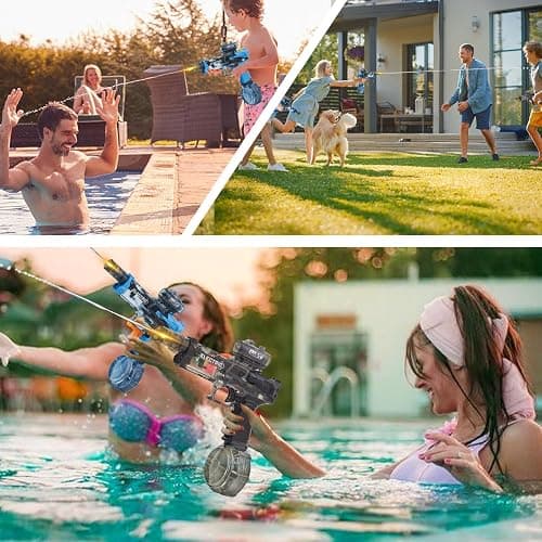Electric Water Gun for Adults Kids: Squirt Gun, Automatic high Powered Pressure Blaster watergun with Realistic Led Muzzle Flame,Perfect Summer Gift Toys for Age 8-12 thumbnail 7