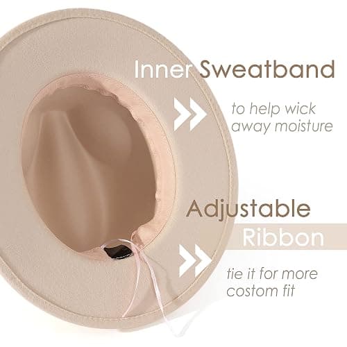 Lisianthus Women Classic Felt Fedora Wide Brim Hat with Belt Buckle thumbnail 4