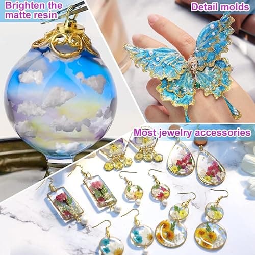 LET'S RESIN UV Resin, 300g Hard Resin Kit for Craft, Casting, Silicone Mold | Crystal Clear, Low Viscosity, UV Glue, Low Odor, Anti-Yellowing, Fast Cure, Beginner-friendly for UV Jewelry, Keychain Craft thumbnail 5