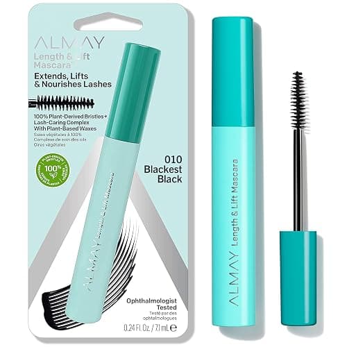 Almay Lengthening Mascara, Volume & Lift, Eye Makeup, Hypoallergenic and-Fragrance Free, 010 Blackest Black, 0.24 fl oz. - 010 Blackest Black - 0.24 Fl Oz (Pack of 1) - Image 1