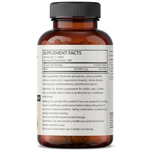 Futurebiotics Biotin 10,000 MCG High Potency Tablets Supports Healthy Hair, Skin & Nails & Energy Production, Non-GMO, 180 Vegetarian Tablets thumbnail 2