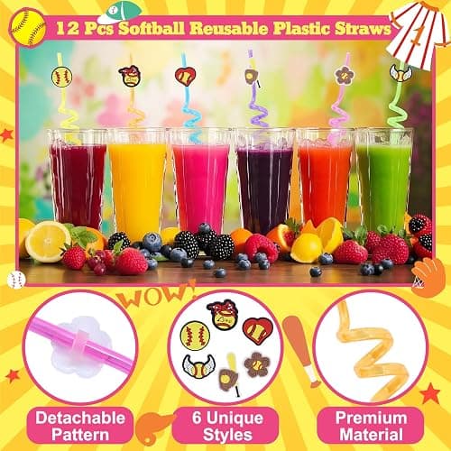 Gifts2U Softball Party Favors, 146 Pcs Softball Goodie Bags Stuffers with Charm Bracelet, Stress Balls, Stickers, Keychain and Softball Accessories, Gifts Bulk for Team Girls Birthday Party. - Softball thumbnail 4