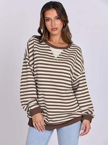 ANRABESS Women Striped Sweatshirts Oversized Crewneck Long Sleeve Shirts Y2K Pullover Top 2025 Fall Outfits Fashion Clothes thumbnail 2