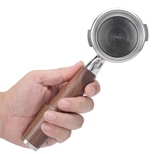 KNODOS 58mm Bottomless Portafilter for Gaggia Classic Pro, Evo, E24 Espresso Machines With Upgraded Walnut Handle and 18-21 Gram Filter Basket thumbnail 6