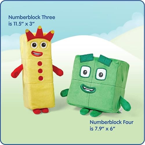 hand2mind Numberblocks Three & Four Playful Pals, Plush Figure Toys, Numbers for Toddlers, Preschool Math Learning Toys, Stuffed Animal Plushies, Counting Blocks, Soft Stuffies, Kids Birthday Gifts thumbnail 3