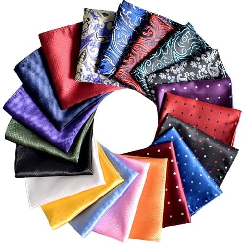 Jeatonge Pocket Squares for Men 20 Pack Mens Pocket Squares handkerchiefs Set Assorted Colors with Box - Image 1